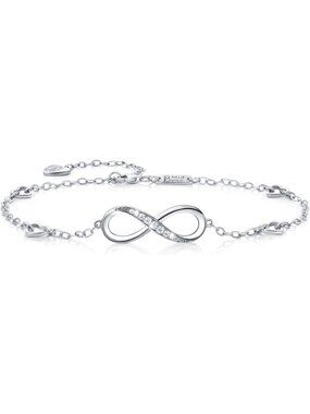 Sterling Silver 925 Infinity Anklet Bracelet for Women - Elegant & Adjustable
